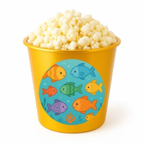 Balde de Pipoca Personalizado Infantil Peixinhos Coloridos