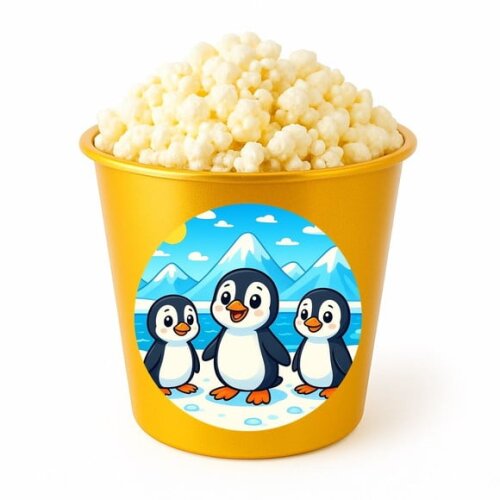 Balde de Pipoca Personalizado Infantil Pinguins