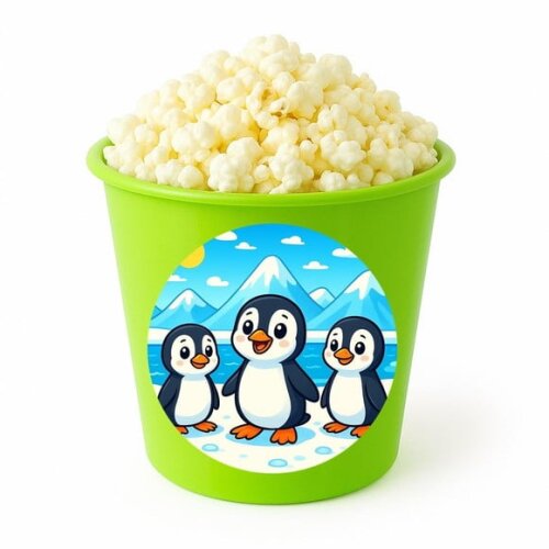 Balde de Pipoca Personalizado Infantil Pinguins