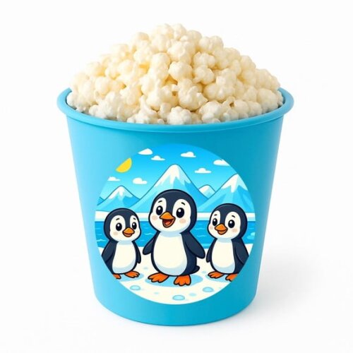 Balde de Pipoca Personalizado Infantil Pinguins