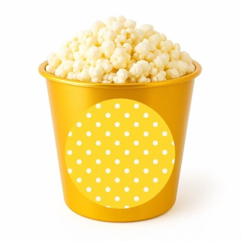 Balde de Pipoca Personalizado Infantil Poá Amarelo