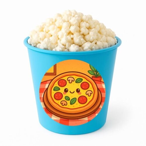 Balde de Pipoca Personalizado Infantil Pizza Divertida