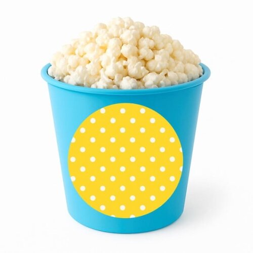 Balde de Pipoca Personalizado Infantil Poá Amarelo