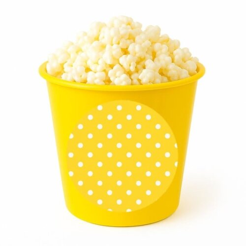 Balde de Pipoca Personalizado Infantil Poá Amarelo