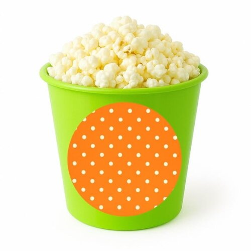 Balde de Pipoca Personalizado Infantil Poá Laranja