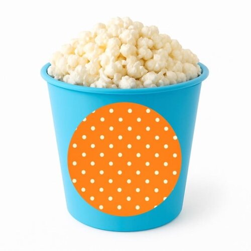 Balde de Pipoca Personalizado Infantil Poá Laranja
