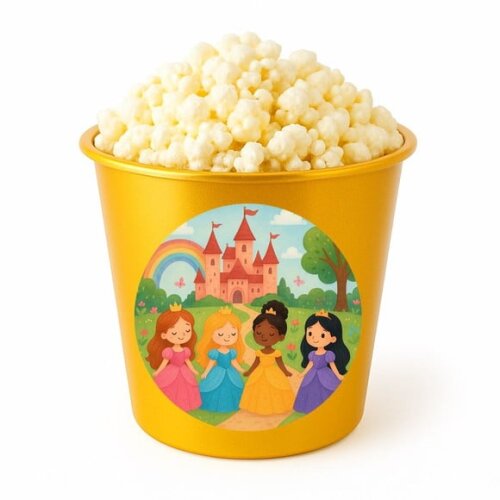 Balde de Pipoca Personalizado Infantil Princesas Encantadas