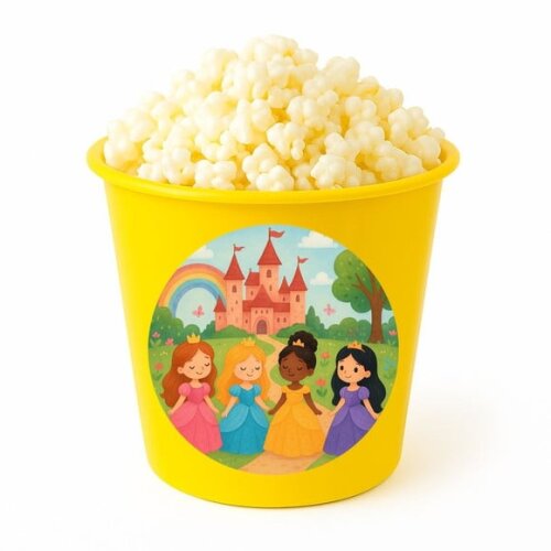 Balde de Pipoca Personalizado Infantil Princesas Encantadas