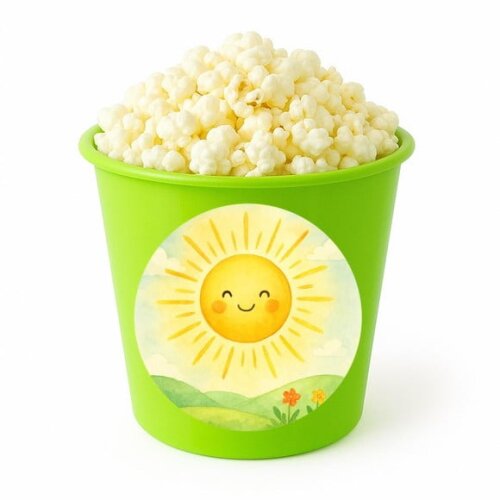 Balde de Pipoca Personalizado Infantil Raio de Sol Aquarela