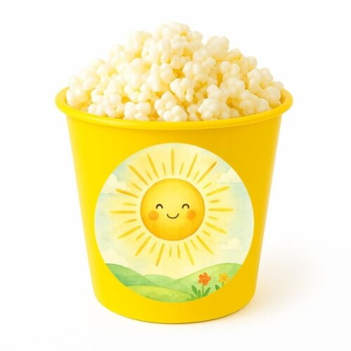 Balde de Pipoca Personalizado Infantil Raio de Sol Aquarela