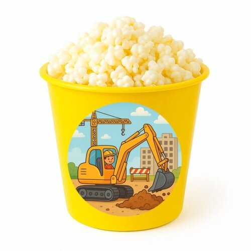 Balde de Pipoca Personalizado Infantil Retroescavadeira