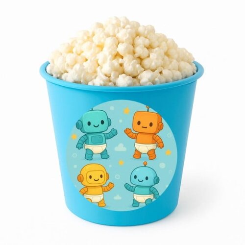 Balde de Pipoca Personalizado Infantil Robôs Baby