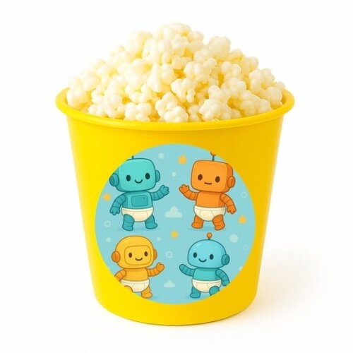 Balde de Pipoca Personalizado Infantil Robôs Baby