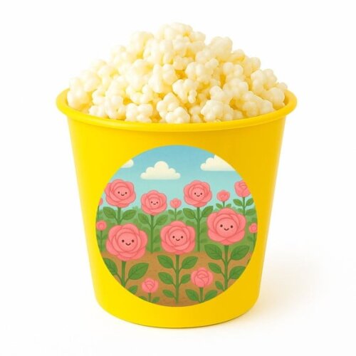 Balde de Pipoca Personalizado Infantil Rosas Fofas