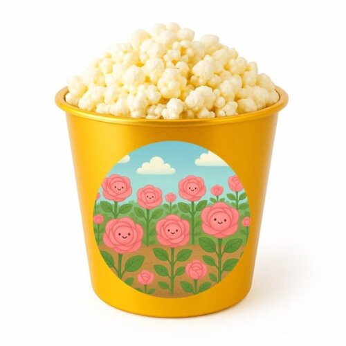 Balde de Pipoca Personalizado Infantil Rosas Fofas