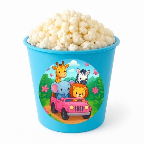 Balde de Pipoca Personalizado Infantil Safari Rosa
