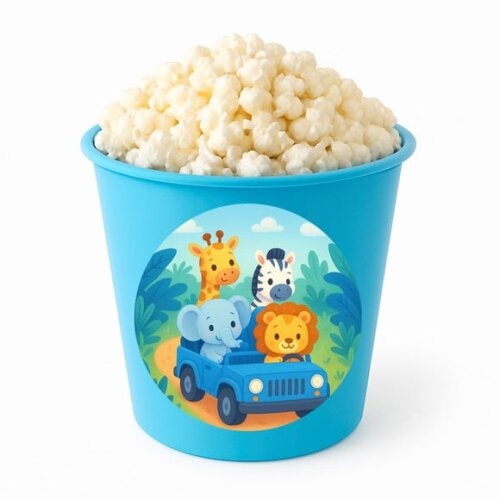 Balde de Pipoca Personalizado Infantil Safari Azul