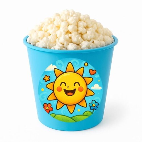 Balde de Pipoca Personalizado Infantil Sol Sorridente