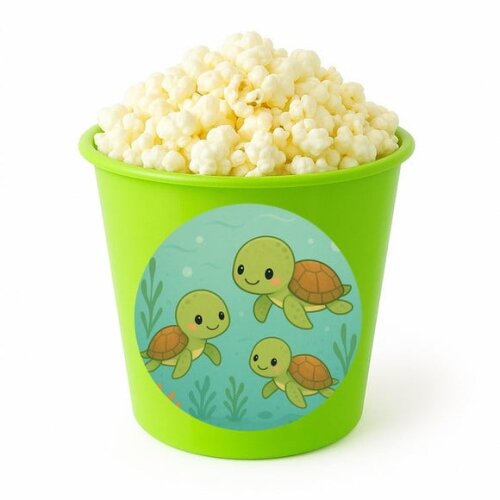 Balde de Pipoca Personalizado Infantil Tartaruguinhas