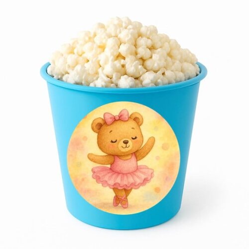 Balde de Pipoca Personalizado Infantil Ursinha Bailarina