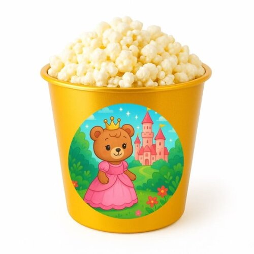 Balde de Pipoca Personalizado Infantil Ursinha Princesa