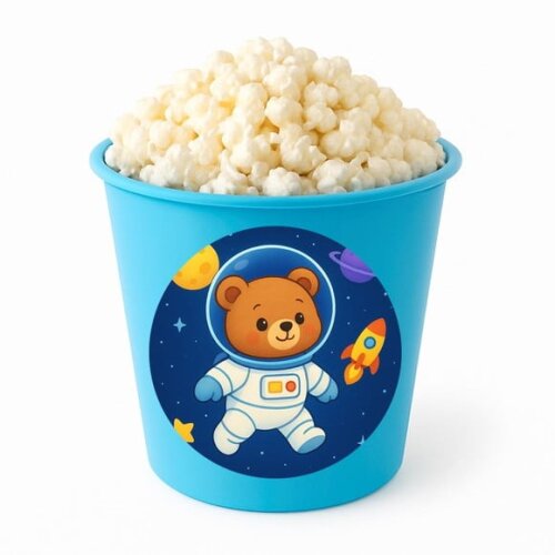 Balde de Pipoca Personalizado Infantil Ursinho Astronauta
