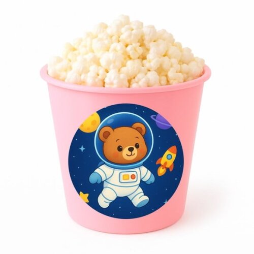 Balde de Pipoca Personalizado Infantil Ursinho Astronauta