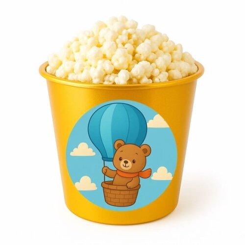 Balde de Pipoca Personalizado Infantil Ursinho Baloeiro