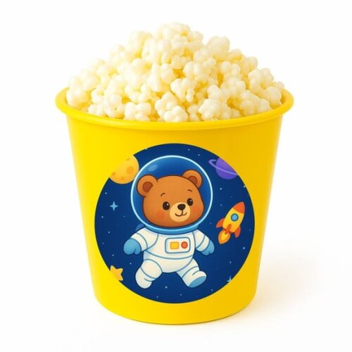 Balde de Pipoca Personalizado Infantil Ursinho Astronauta