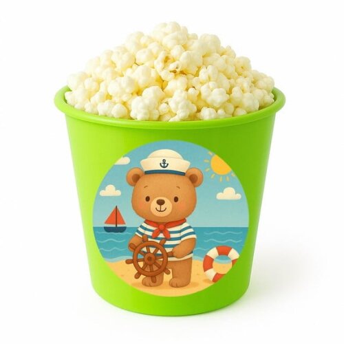 Balde de Pipoca Personalizado Infantil Ursinho Marinheiro