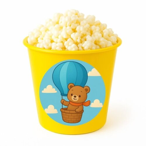 Balde de Pipoca Personalizado Infantil Ursinho Baloeiro