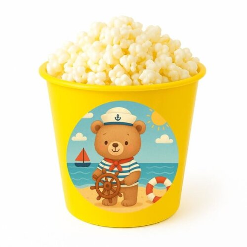 Balde de Pipoca Personalizado Infantil Ursinho Marinheiro