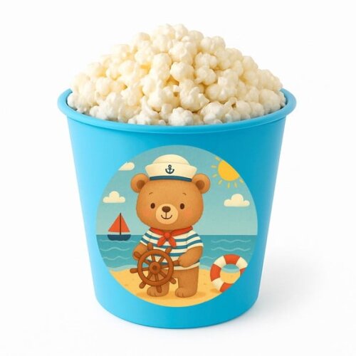 Balde de Pipoca Personalizado Infantil Ursinho Marinheiro