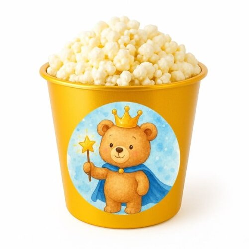 Balde de Pipoca Personalizado Infantil Ursinho Príncipe