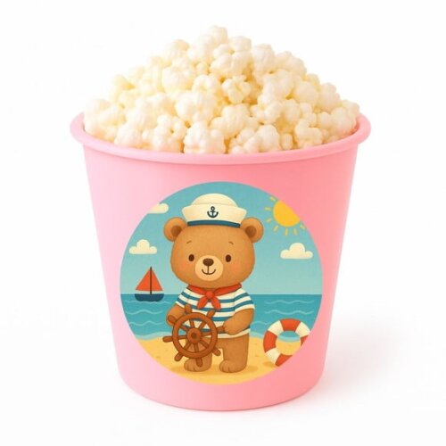 Balde de Pipoca Personalizado Infantil Ursinho Marinheiro