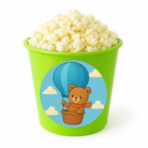 Balde de Pipoca Personalizado Infantil Ursinho Baloeiro