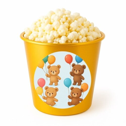 Balde de Pipoca Personalizado Infantil Ursinhos com Balões
