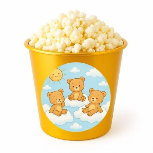 Balde de Pipoca Personalizado Infantil Ursinhos na Nuvem