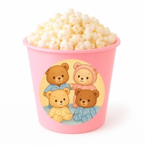 Balde de Pipoca Personalizado Infantil Ursinhos de Pijama