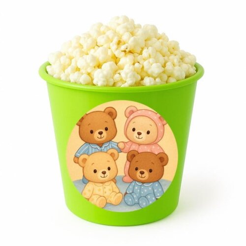 Balde de Pipoca Personalizado Infantil Ursinhos de Pijama
