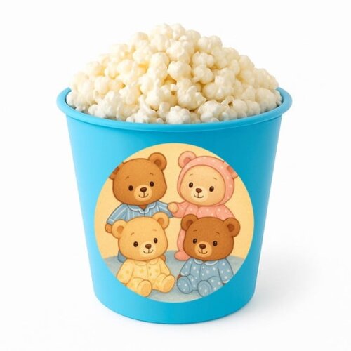 Balde de Pipoca Personalizado Infantil Ursinhos de Pijama