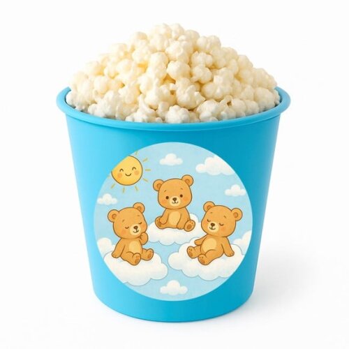 Balde de Pipoca Personalizado Infantil Ursinhos na Nuvem