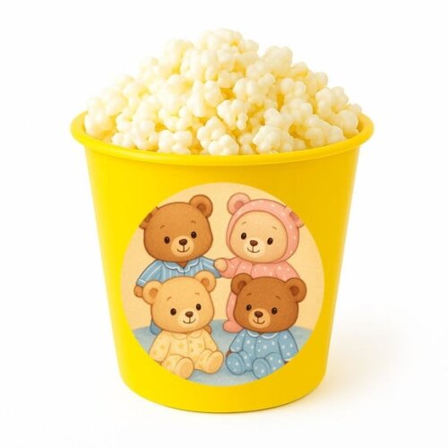 Balde de Pipoca Personalizado Infantil Ursinhos de Pijama