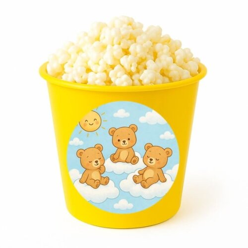 Balde de Pipoca Personalizado Infantil Ursinhos na Nuvem