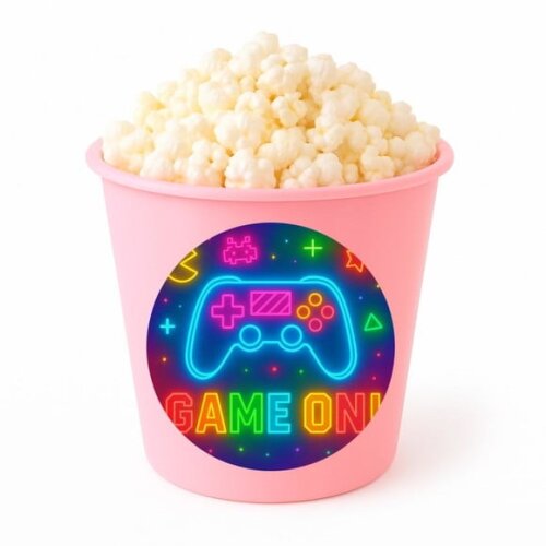 Balde de Pipoca Personalizado Infantil Video Game Neon