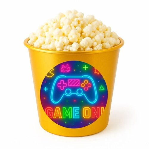 Balde de Pipoca Personalizado Infantil Video Game Neon