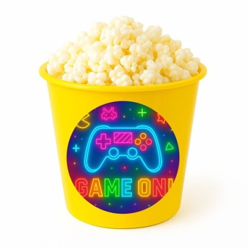 Balde de Pipoca Personalizado Infantil Video Game Neon