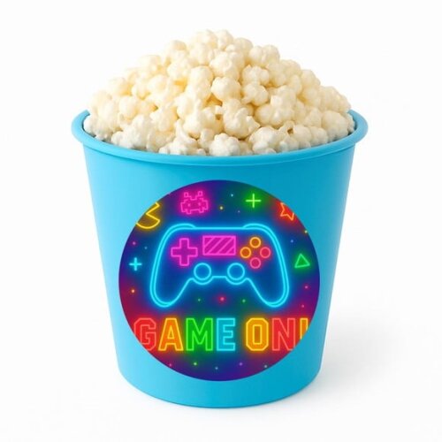 Balde de Pipoca Personalizado Infantil Video Game Neon