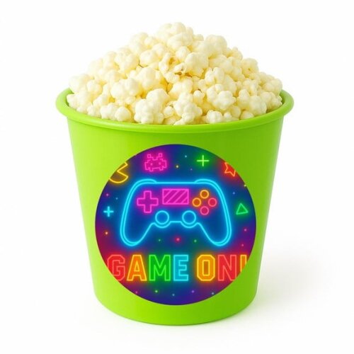 Balde de Pipoca Personalizado Infantil Video Game Neon