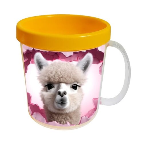 Caneca Acrílica Animais Fofos Fazenda Alpaca Charmosa